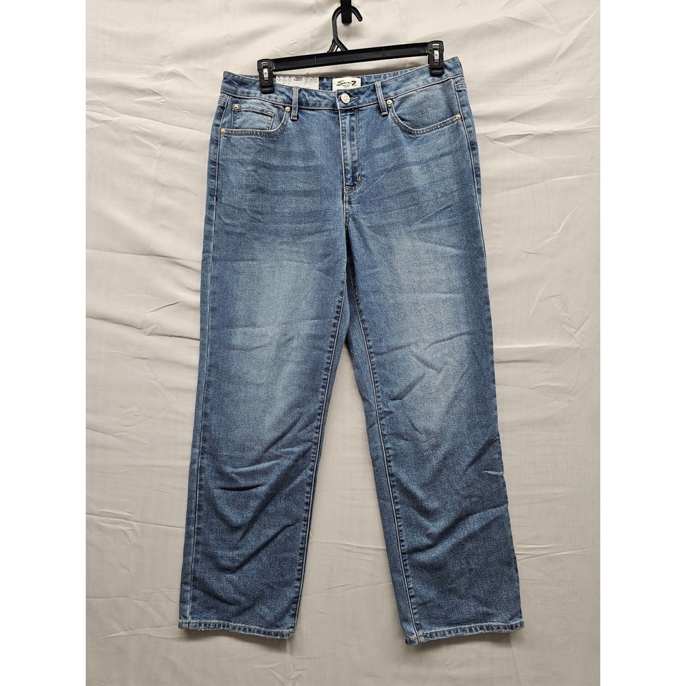 Seven7 Loose Straight Jeans Authentic Blue High Rise Stretch MY10341DE Size 10